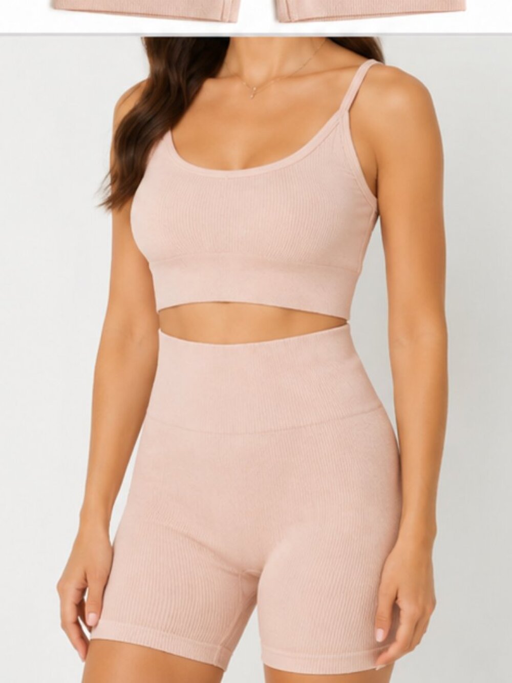NWT Bozzolo Blush Ribbed Tank & Biker Shorts Set M/L